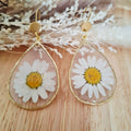 Boucles d'oreilles fleurs séchées Marguerites