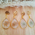 Boucles d'oreilles fleurs séchées Achillée