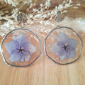 Boucles d'oreilles Hortensias violettes