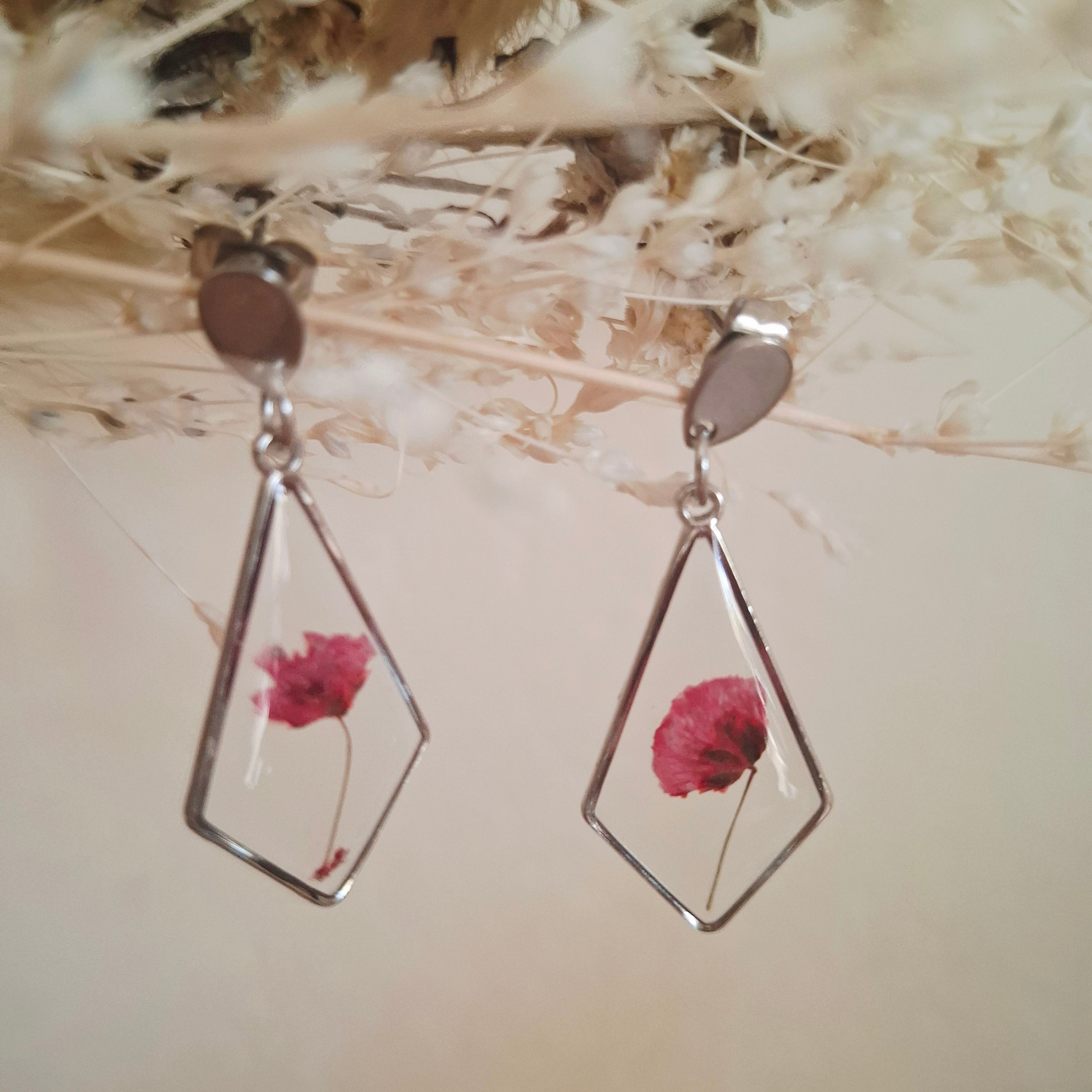 Boucles d'oreilles fleurs séchées