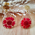 Boucles d'oreilles Marguerites rouges
