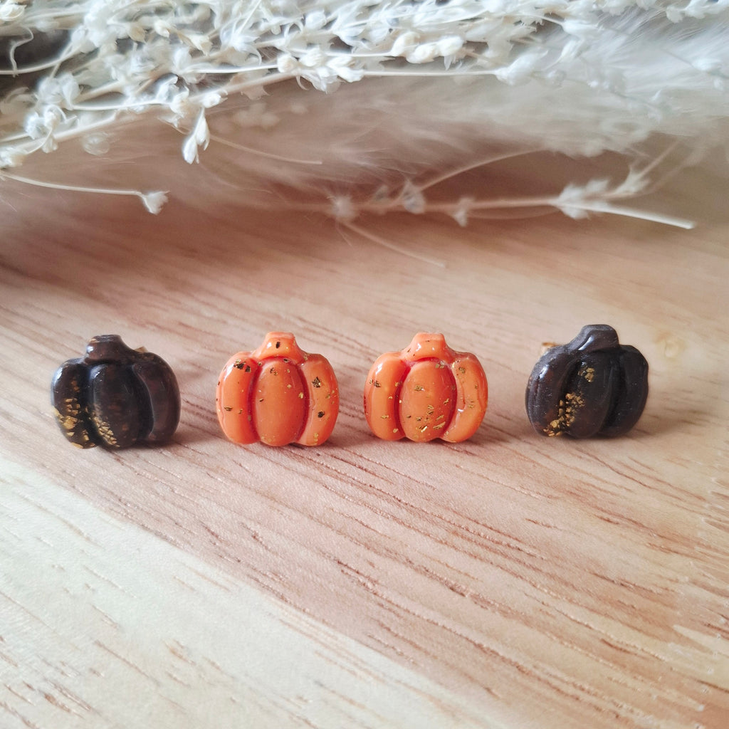 Boucles d'oreilles puces citrouilles
