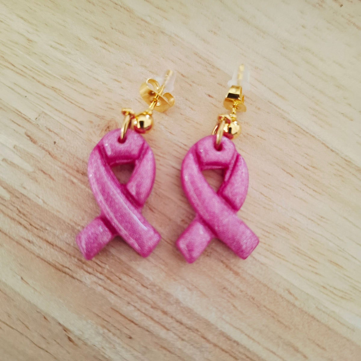 Boucles d'oreilles Ruban rose