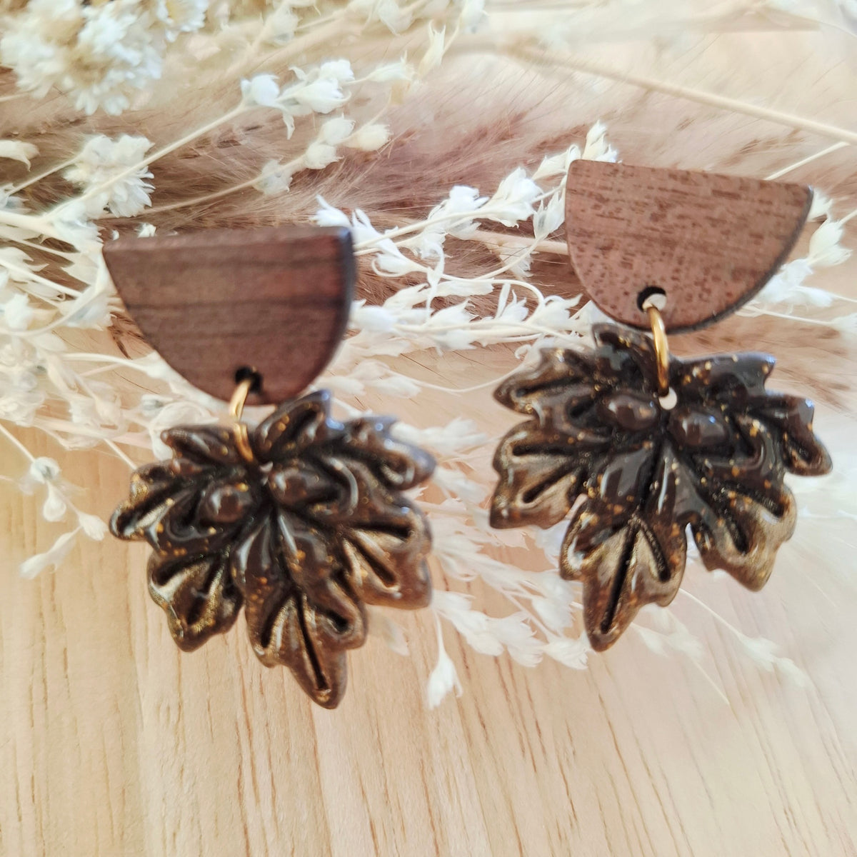 Boucles d'oreilles feuilles automnales