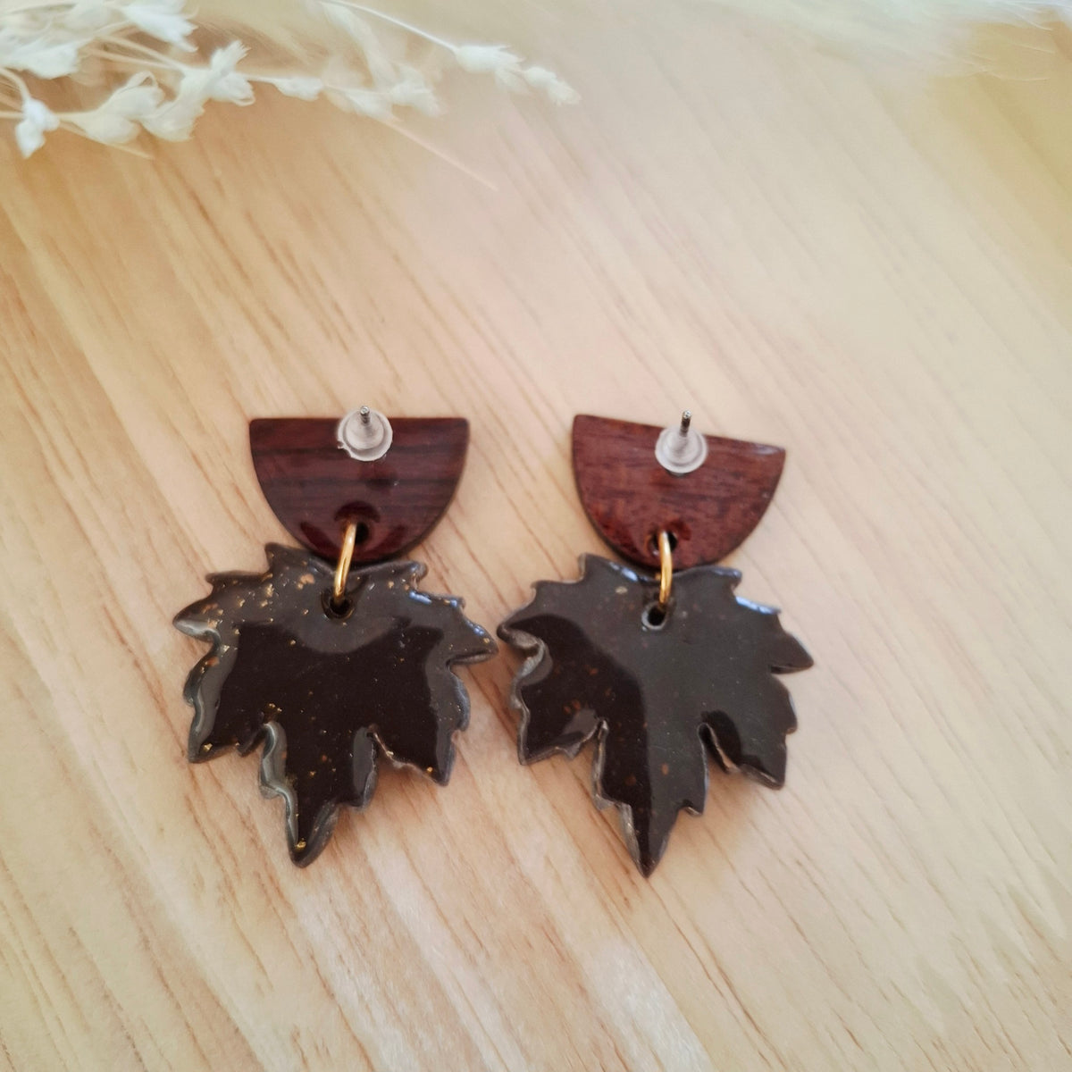 Boucles d'oreilles feuilles automnales