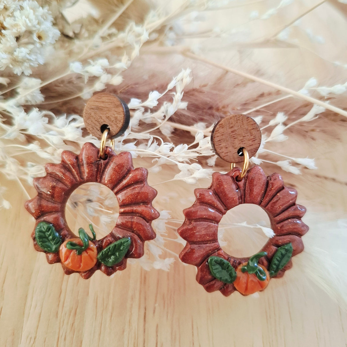 Boucles d'oreilles couronne citrouille