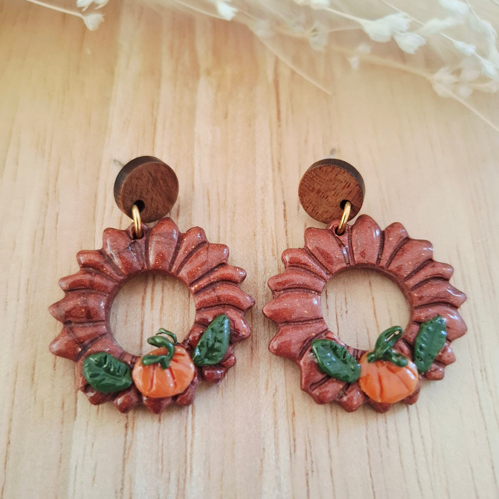 Boucles d'oreilles couronne citrouille