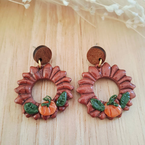Boucles d'oreilles couronne citrouille